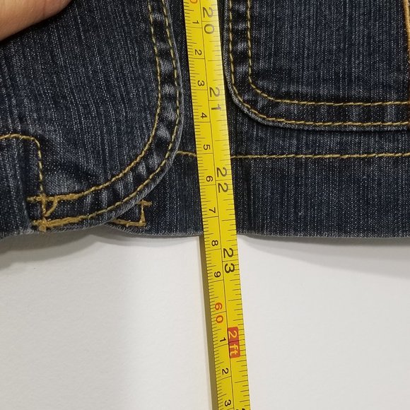 Vintage MC Dark Blue Denim Cotton Blend Jean Jacket Stretch Retro Pockets Blazer - Picture 10 of 12